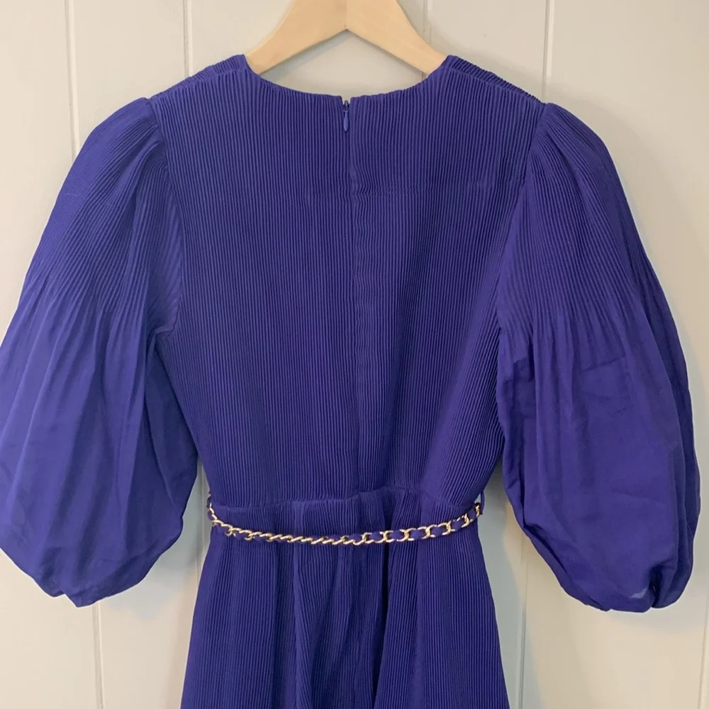 Zimmermann Laser Cut Purple Plisse Taffeta Midi Dress Size 0